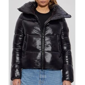 SAVE THE DUCK Shiny Black Puffer Jacket